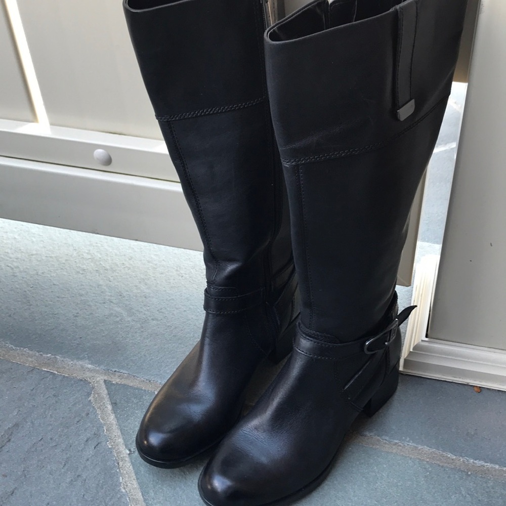 Bandolino real leather black tall boots 7